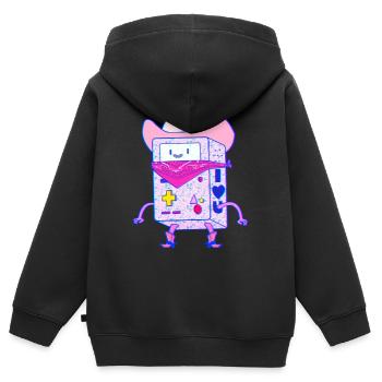 Cowboy Spielkonsole Neon Rosa Vaporwave Roboter - Kinder Premium Organic Zip Hoodie - Schwarz - Hinten - AI Model Kid Male (0cm)