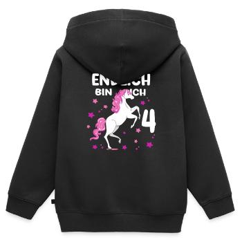 4 Jahre alt Pferd Endlich Bin Ich 4 Mädchen 4. - Kinder Premium Organic Zip Hoodie - Schwarz - Hinten - AI Model Kid Male (0cm)