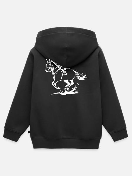 Pferde T-shirt Geschenk Reiter  - Kinder Premium Organic Zip Hoodie - Schwarz