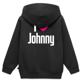 J’aime Johnny Coeur rose J’aime Johnny - Sweat Premium à capuche zippé enfant bio - noir - Dos - AI Model Kid Male (0cm)