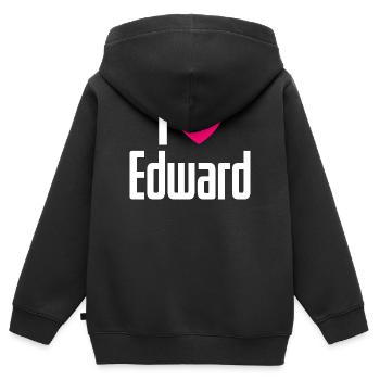 I Love Edward Pinkes Herz Ich liebe Edward - Kinder Premium Organic Zip Hoodie - Schwarz - Hinten - AI Model Kid Male (0cm)