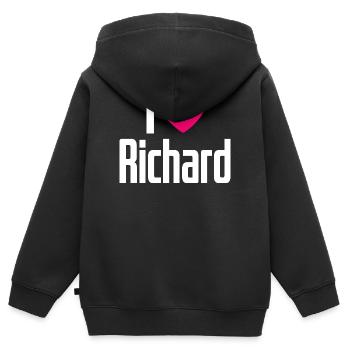 I Love Richard Pinkes Herz Ich liebe Richard - Kinder Premium Organic Zip Hoodie - Schwarz - Hinten - AI Model Kid Male (0cm)