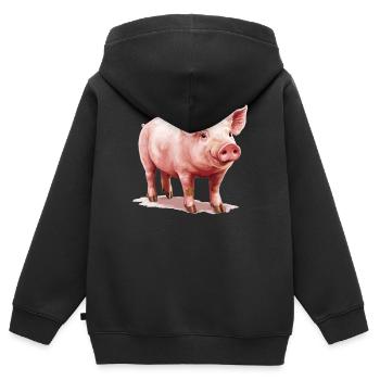 Cochon Cochon - Sweat Premium à capuche zippé enfant bio - noir - Dos - AI Model Kid Male (0cm)