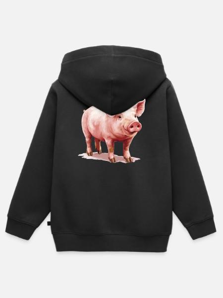Schweine Schwein - Kinder Premium Organic Zip Hoodie - Schwarz