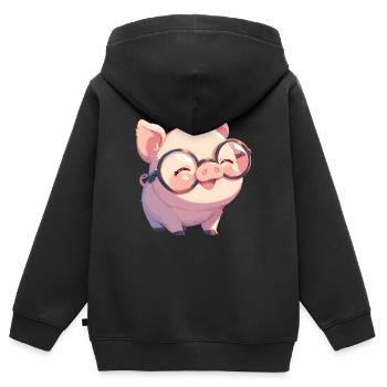 Cochon Cochon - Sweat Premium à capuche zippé enfant bio - noir - Dos - AI Model Kid Male (0cm)