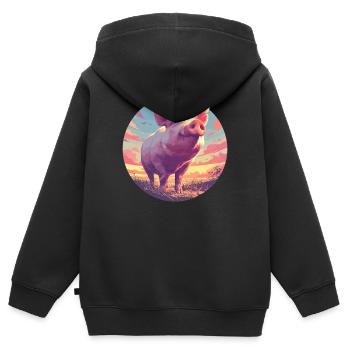 Cochon Cochon - Sweat Premium à capuche zippé enfant bio - noir - Dos - AI Model Kid Male (0cm)
