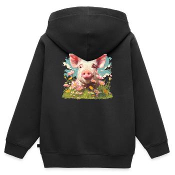 Cochon Cochon - Sweat Premium à capuche zippé enfant bio - noir - Dos - AI Model Kid Male (0cm)