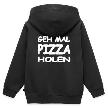 Pizza - Kinder Premium Organic Zip Hoodie - Schwarz - Hinten - AI Model Kid Male (0cm)