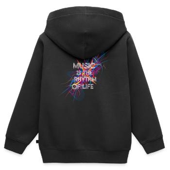 Musik ist der Rhythmus des Lebens - Kinder Premium Organic Zip Hoodie - Schwarz - Hinten - AI Model Kid Male (0cm)