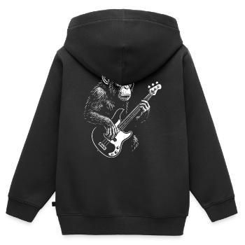 Chimp Bassist  - Kids Premium Organic Zip-up Hoodie - black - Back - AI Model Kid Male (0cm)