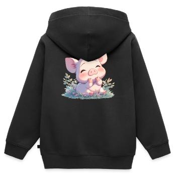 Schweine Schwein - Kinder Premium Organic Zip Hoodie - Schwarz - Hinten - AI Model Kid Male (0cm)