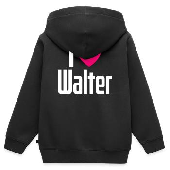 J’adore Walter Cœur Rose J’aime Walter - Sweat Premium à capuche zippé enfant bio - noir - Dos - AI Model Kid Male (0cm)