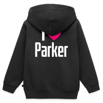 I Love Parker Pinkes Herz Ich liebe Parker - Kinder Premium Organic Zip Hoodie - Schwarz - Hinten - AI Model Kid Male (0cm)