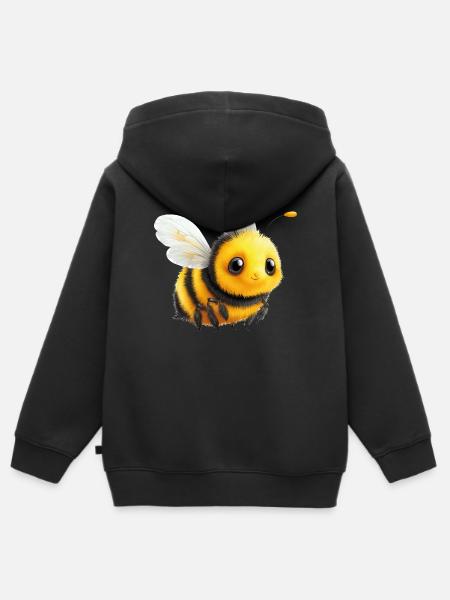 Biene - Kinder Premium Organic Zip Hoodie - Schwarz