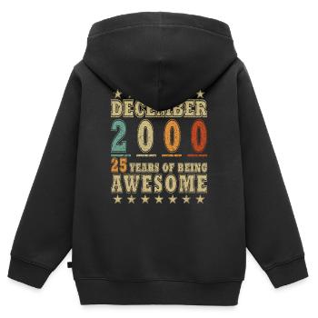Dezember 2000 Dezember Jubiläum Dezember 2000 - Kinder Premium Organic Zip Hoodie - Schwarz - Hinten - AI Model Kid Male (0cm)