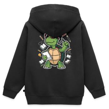 Learning turtle with glasses - Kids Premium Organic Zip-up Hoodie - black - Back - AI Model Kid Male (0cm)