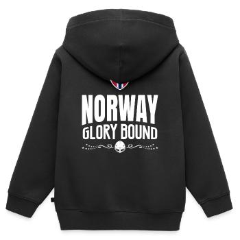 NORWEGEN-RUHM - Kinder Premium Organic Zip Hoodie - Schwarz - Hinten - AI Model Kid Male (0cm)