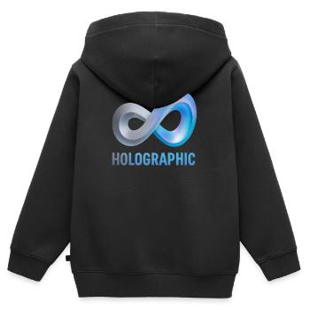 Holographic Infinity Loop - Kids Premium Organic Zip-up Hoodie - black - Back - AI Model Kid Male (0cm)