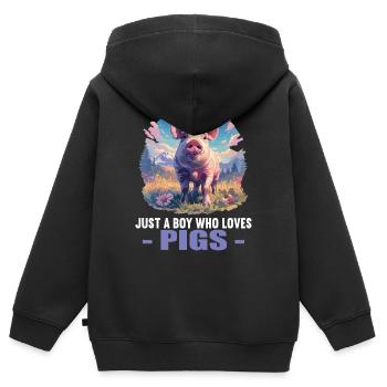 Cochon Cochon - Sweat Premium à capuche zippé enfant bio - noir - Dos - AI Model Kid Male (0cm)