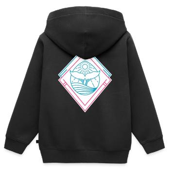 Wal Geometrische Formen – Trendy Hipster Design - Kinder Premium Organic Zip Hoodie - Schwarz - Hinten - AI Model Kid Male (0cm)