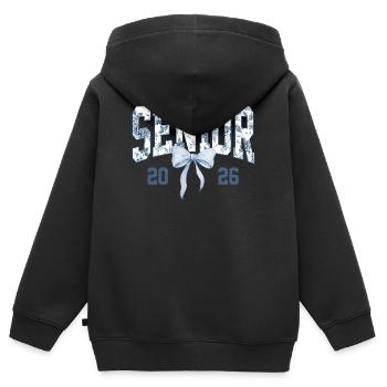 Senior 2026 Floral - Sweat Premium à capuche zippé enfant bio - noir - Dos - AI Model Kid Male (0cm)