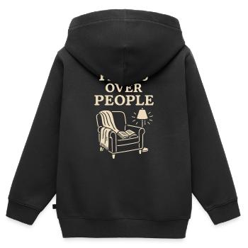 Bücherhafter, Gemütlicher - Kinder Premium Organic Zip Hoodie - Schwarz - Hinten - AI Model Kid Male (0cm)