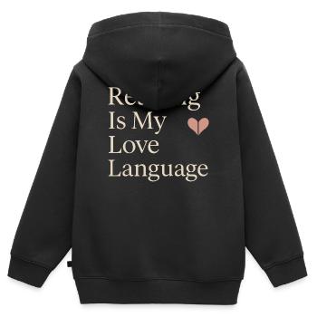Bücherhafter, Gemütlicher - Kinder Premium Organic Zip Hoodie - Schwarz - Hinten - AI Model Kid Male (0cm)