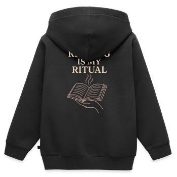 Bücherhafter, Gemütlicher - Kinder Premium Organic Zip Hoodie - Schwarz - Hinten - AI Model Kid Male (0cm)