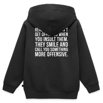 Echte Freunde sind nicht beleidigt, wenn du beleidigst - Kinder Premium Organic Zip Hoodie - Schwarz - Hinten - AI Model Kid Male (0cm)