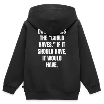 Ne stressez pas sur les « si cela aurait dû être le cas » - Sweat Premium à capuche zippé enfant bio - noir - Dos - AI Model Kid Male (0cm)