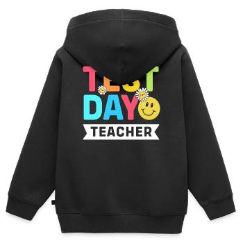 Prüfung Lehrer Abi Abitur - Kinder Premium Organic Zip Hoodie - Schwarz - Hinten - AI Model Kid Male (0cm)