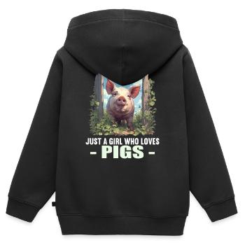 Cochon Cochon - Sweat Premium à capuche zippé enfant bio - noir - Dos - AI Model Kid Male (0cm)