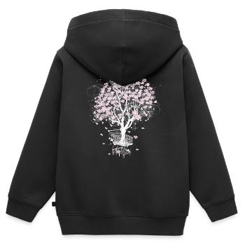 Kirschblütenbaum im Einkaufswagen - Kinder Premium Organic Zip Hoodie - Schwarz - Hinten - AI Model Kid Male (0cm)