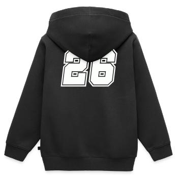 Zahl 26  - Kinder Premium Organic Zip Hoodie - Schwarz - Hinten - AI Model Kid Male (0cm)