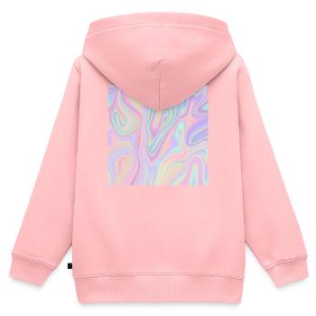 Irideszierende Abstrakte Liquid Pastel Muster - Kinder Premium Organic Zip Hoodie - Rosa - Hinten - AI Model Kid Female (0cm)
