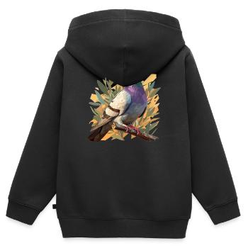 Tauben Taube - Kinder Premium Organic Zip Hoodie - Schwarz - Hinten - AI Model Kid Male (0cm)