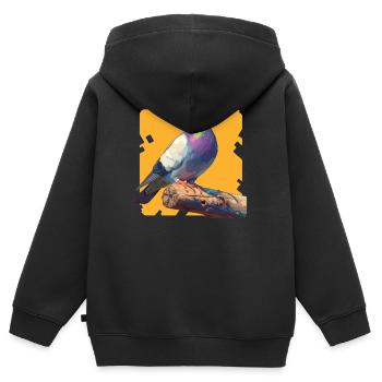 Tauben Taube - Kinder Premium Organic Zip Hoodie - Schwarz - Hinten - AI Model Kid Male (0cm)