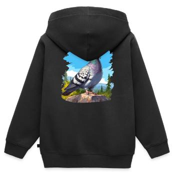 Tauben Taube - Kinder Premium Organic Zip Hoodie - Schwarz - Hinten - AI Model Kid Male (0cm)