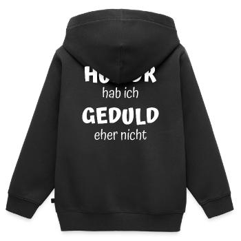 Humor hab ich – Geduld eher nicht Shirt - Kinder Premium Organic Zip Hoodie - Schwarz - Hinten - AI Model Kid Male (0cm)
