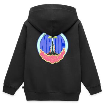 Eul jour d'l'indépendance - Sweat Premium à capuche zippé enfant bio - noir - Dos - AI Model Kid Male (0cm)