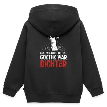 Peu importe à quel point tu es naïf – Goethe était un poète - Sweat Premium à capuche zippé enfant bio - noir - Dos - AI Model Kid Male (0cm)