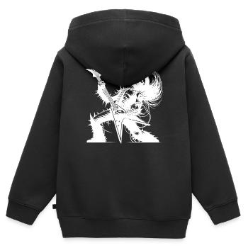Rockgott aus der Unterwelt Metal kills silence - Kinder Premium Organic Zip Hoodie - Schwarz - Hinten - AI Model Kid Male (0cm)