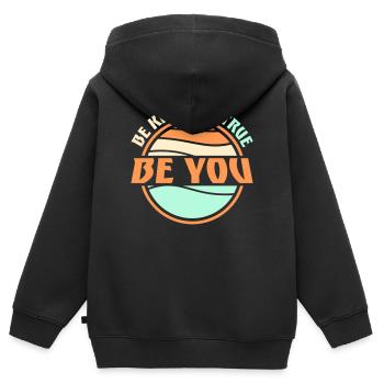 Be Kind Be True Be You Inspirierend Selbstliebe - Kinder Premium Organic Zip Hoodie - Schwarz - Hinten - AI Model Kid Male (0cm)