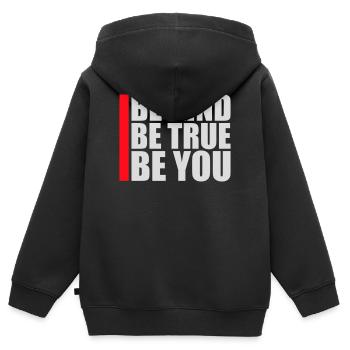 Be Kind Be True Be You Inspirierend Selbstliebe - Kinder Premium Organic Zip Hoodie - Schwarz - Hinten - AI Model Kid Male (0cm)