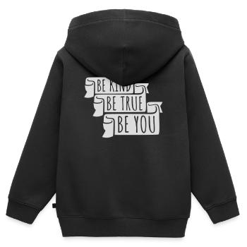 Be Kind Be True Be You Inspirierend Selbstliebe - Kinder Premium Organic Zip Hoodie - Schwarz - Hinten - AI Model Kid Male (0cm)