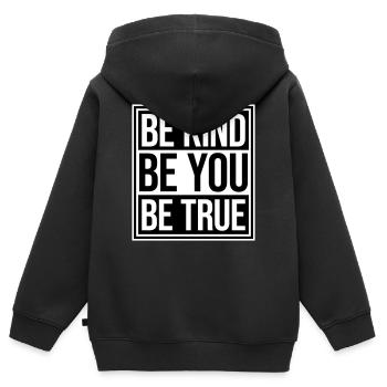 Be Kind Be True Be You Inspirierend Selbstliebe - Kinder Premium Organic Zip Hoodie - Schwarz - Hinten - AI Model Kid Male (0cm)