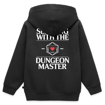 Sleeping with the DM - Funny D'n'D T-Shi - Sweat Premium à capuche zippé enfant bio - noir - Dos - AI Model Kid Male (0cm)