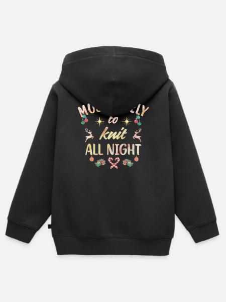 Most likely to knit all night - Kids Premium Organic Zip-up Hoodie - black