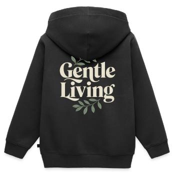 Gentle Living – Vintage Blätter - Kinder Premium Organic Zip Hoodie - Schwarz - Hinten - AI Model Kid Male (0cm)