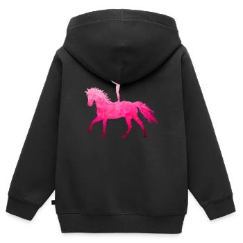 Acrobatie de saut Cheval d’équitation rose - Sweat Premium à capuche zippé enfant bio - noir - Dos - AI Model Kid Male (0cm)